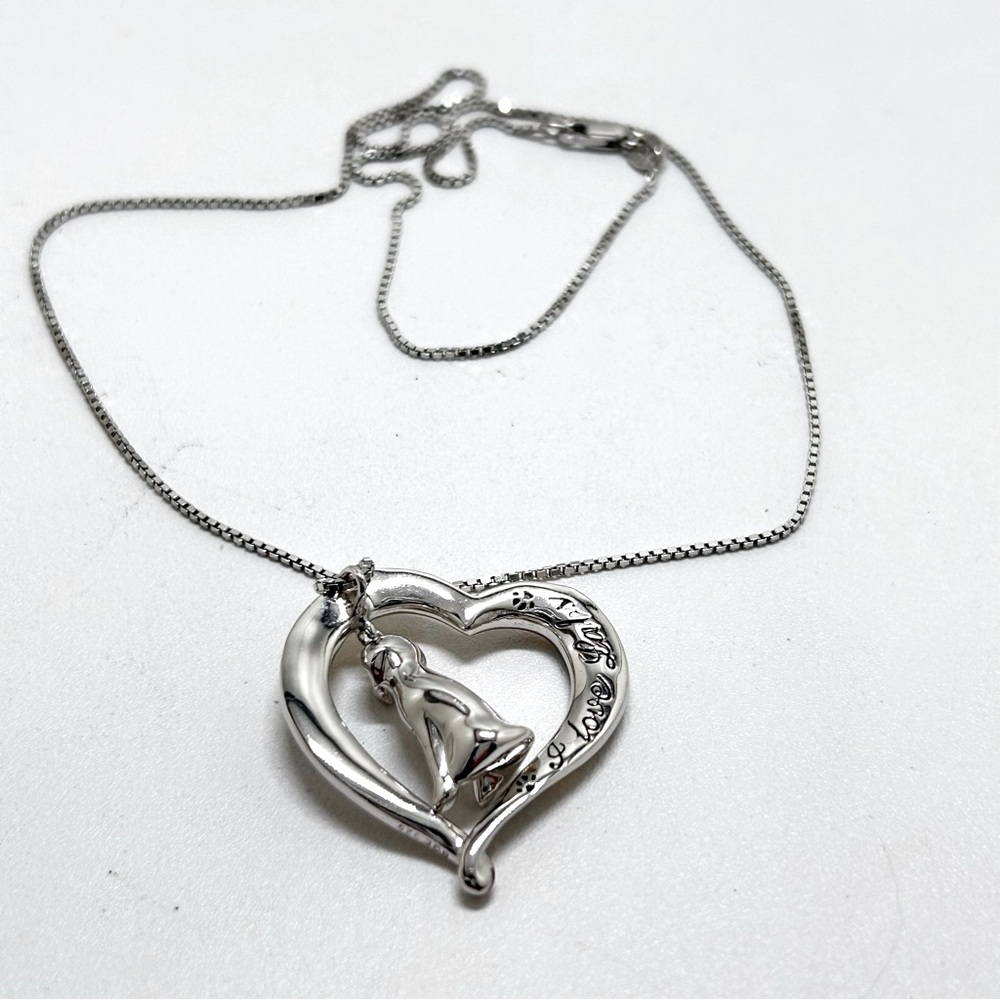 The Bradford Exchange, Sterling Silver Necklace, I Love Labs, Heart Pendant, Dog - Picture 3 of 8